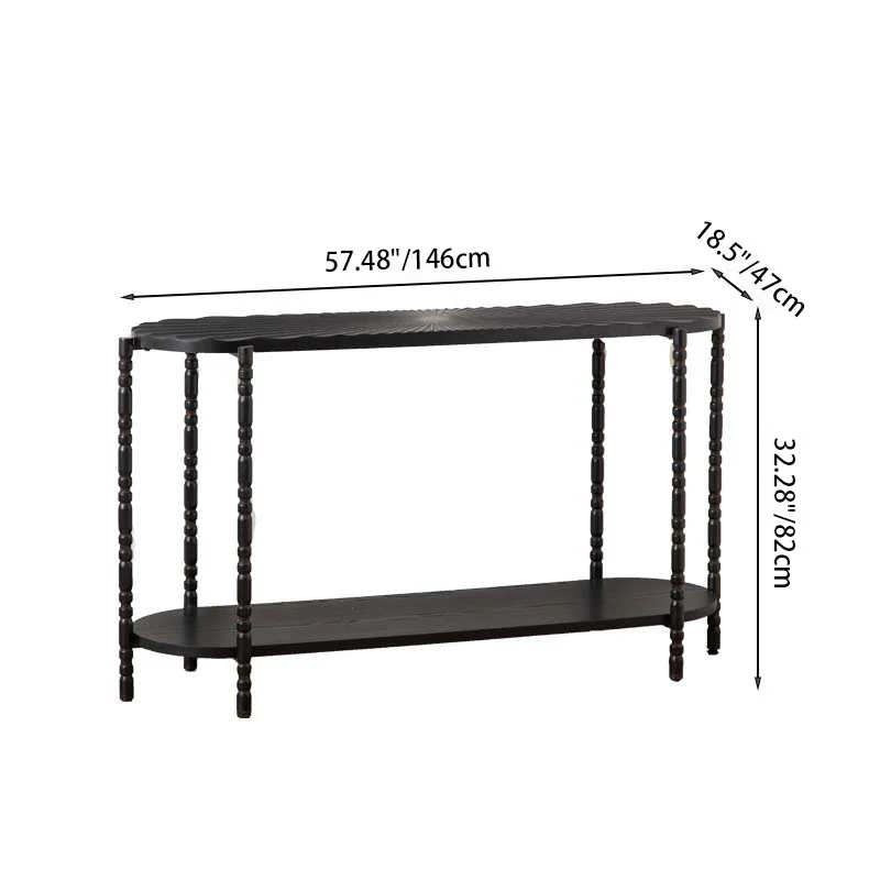 Traditional Vintage Oval Round Iron Medium Density Fiberboard End Table 1/2-Tier 3/5-Leg For Living Room