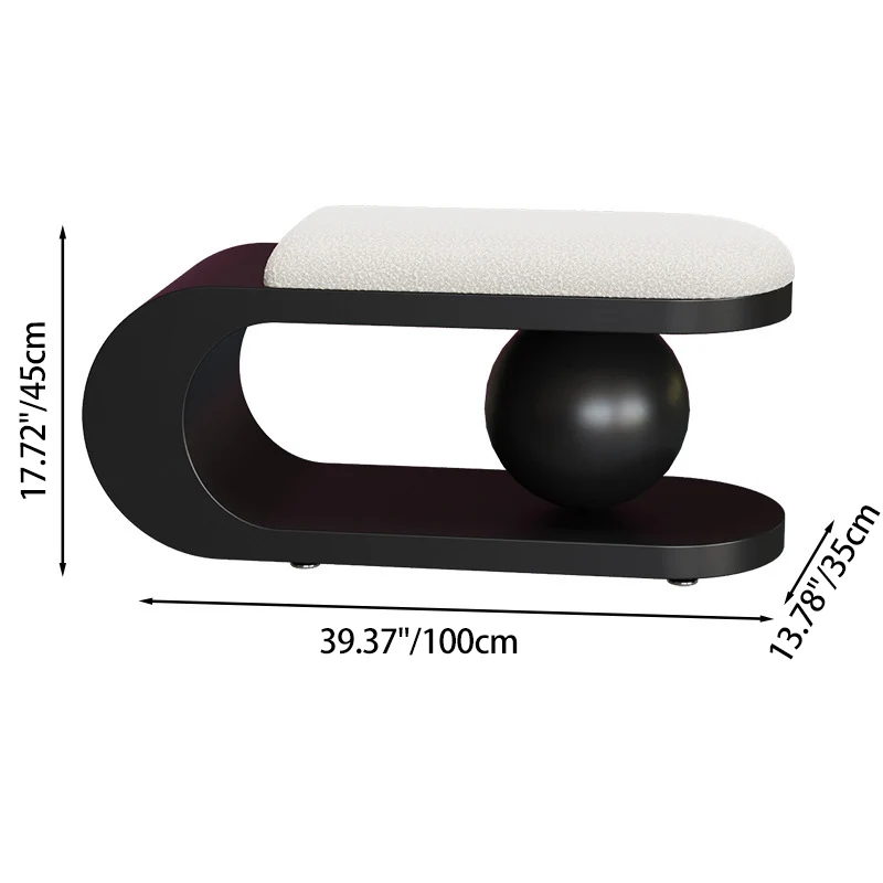 Modern Art Deco Geometric Carbon Steel Iron Stainless Steel Sherpa Fabric Sponge Bench Backless Armless For Entryway