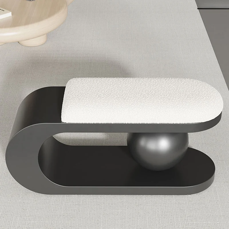 Modern Art Deco Geometric Carbon Steel Iron Stainless Steel Sherpa Fabric Sponge Bench Backless Armless For Entryway