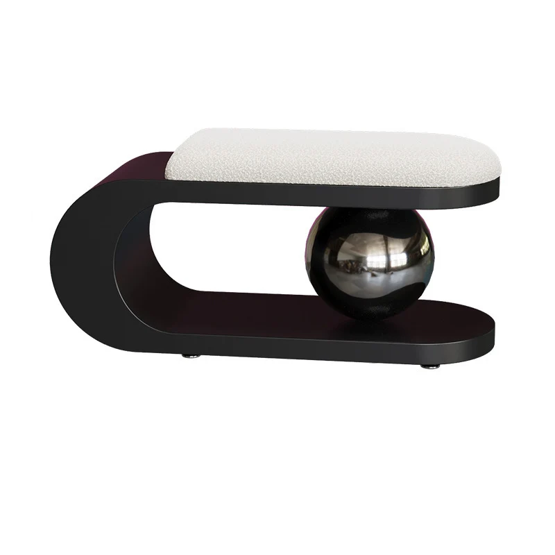 Modern Art Deco Geometric Carbon Steel Iron Stainless Steel Sherpa Fabric Sponge Bench Backless Armless For Entryway