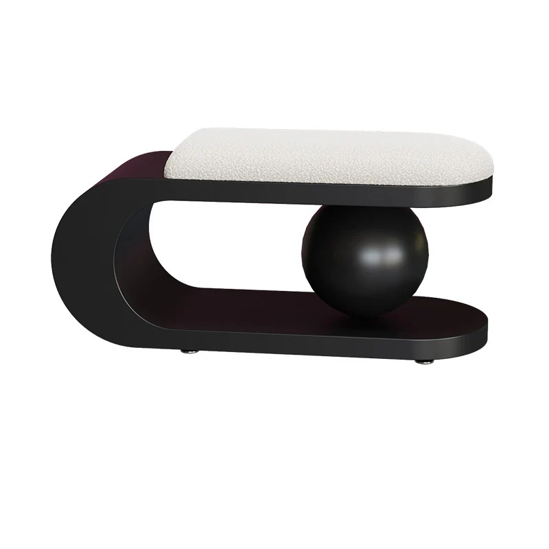 Modern Art Deco Geometric Carbon Steel Iron Stainless Steel Sherpa Fabric Sponge Bench Backless Armless For Entryway
