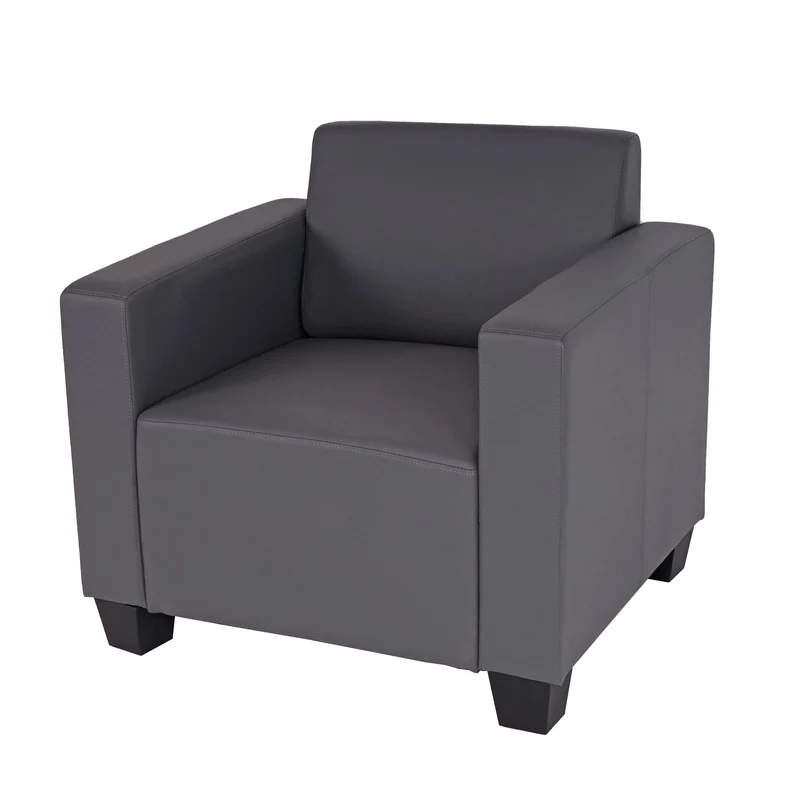Fauteuil lounge 82 cm hauteur 76 cm profondeur 72 cm assise confortable design moderne cuir synthétique gris foncé 04_0010625