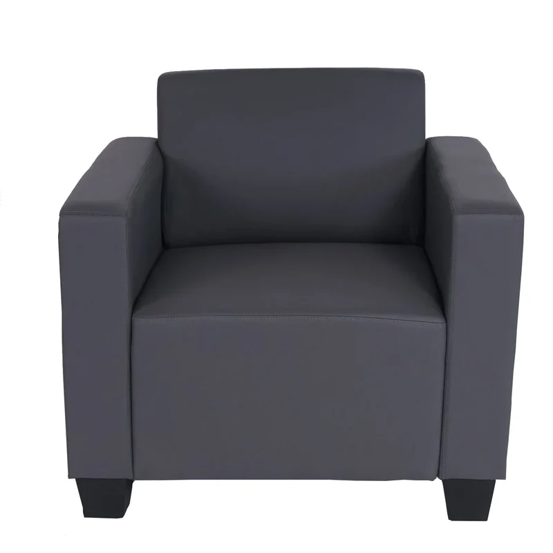 Fauteuil lounge 82 cm hauteur 76 cm profondeur 72 cm assise confortable design moderne cuir synthétique gris foncé 04_0010625