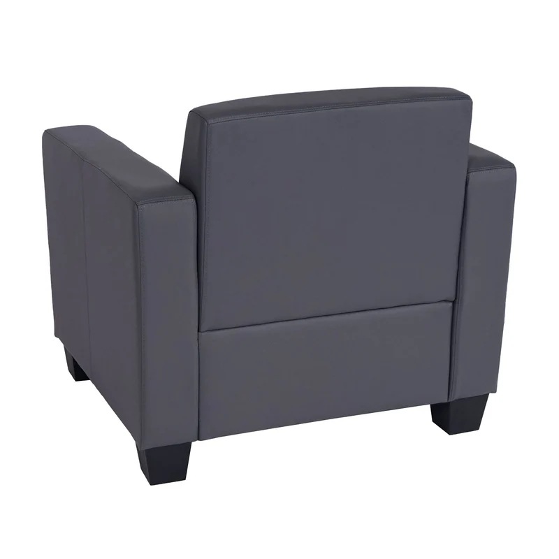 Fauteuil lounge 82 cm hauteur 76 cm profondeur 72 cm assise confortable design moderne cuir synthétique gris foncé 04_0010625