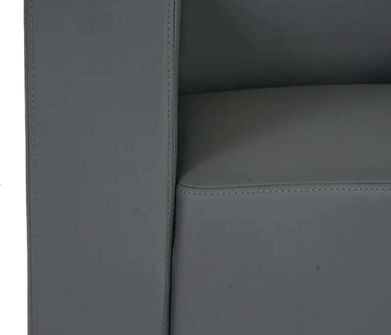 Fauteuil lounge 82 cm hauteur 76 cm profondeur 72 cm assise confortable design moderne cuir synthétique gris foncé 04_0010625
