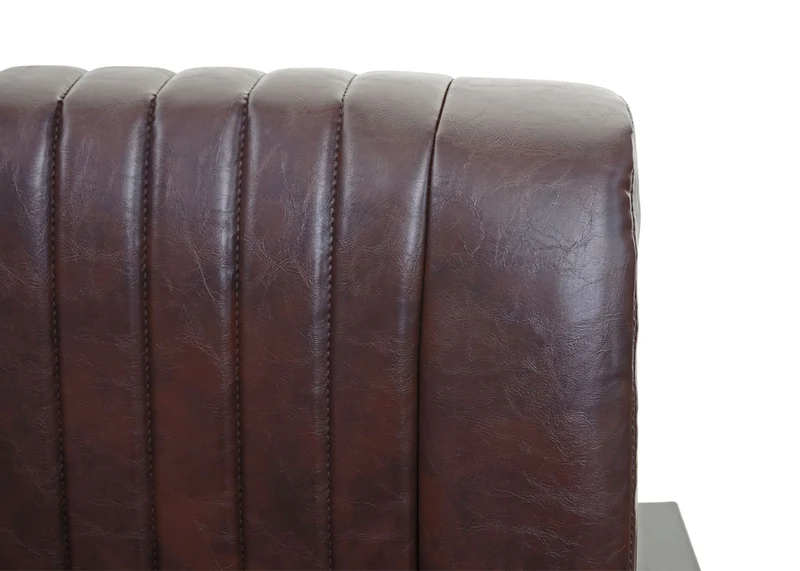 Canapé 2 places avec dossier et les accoudoirs largeur 127 cm style industriel assise confortable cuir synthétique marron vintage structure en acier 04_0010921