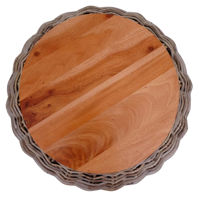 Table d appoint ronde 49 cm hauteur 33 cm structure en métal thermolaqué plateau en bois et rotin kubu naturel 04_0008502