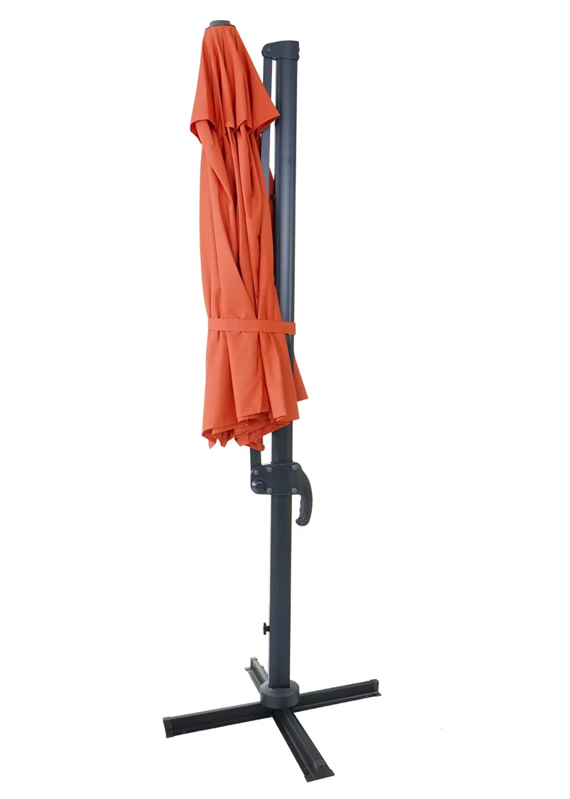 Parasol déporté rond 3 m orientable inclinable structure en aluminium et acier toile en polyester terracotta 04_0007992