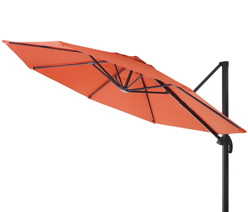 Parasol déporté rond 3 m orientable inclinable structure en aluminium et acier toile en polyester terracotta 04_0007992