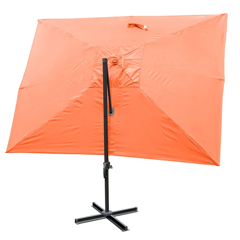 Parasol déporté 3x4 m diamètre 5 m inclinable manivelle sans pied aluminium polyester terracotta 04_0007990