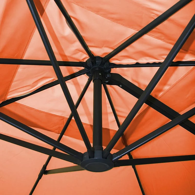 Parasol déporté 3x4 m diamètre 5 m inclinable manivelle sans pied aluminium polyester terracotta 04_0007990