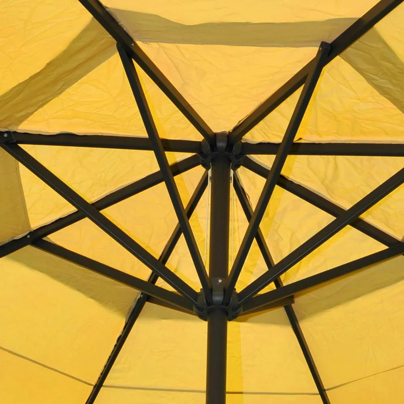Parasol droit grand format diamètre 5 m manivelle toile résistante sans pied aluminium polyester jaune 04_0008020