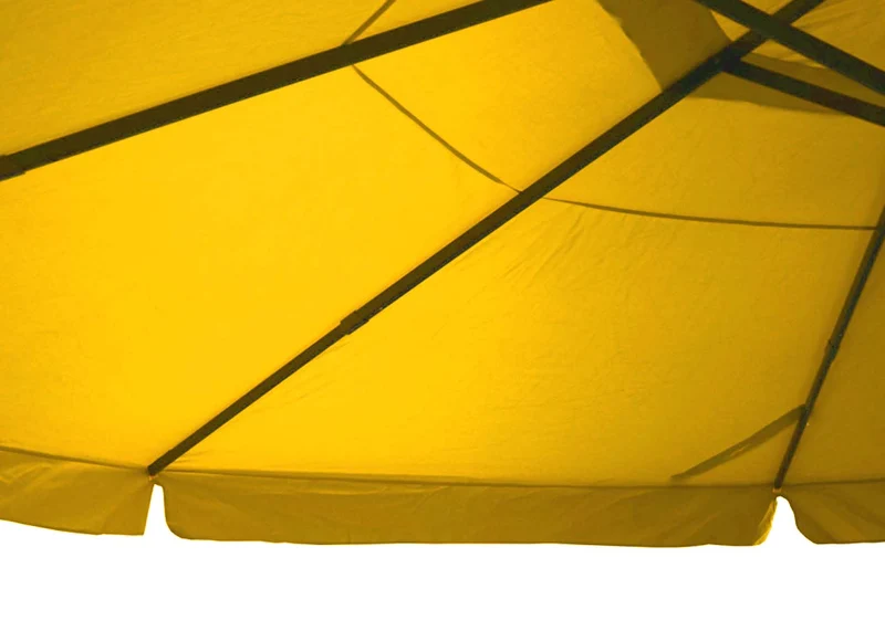 Parasol droit grand format diamètre 5 m manivelle toile résistante sans pied aluminium polyester jaune 04_0008020
