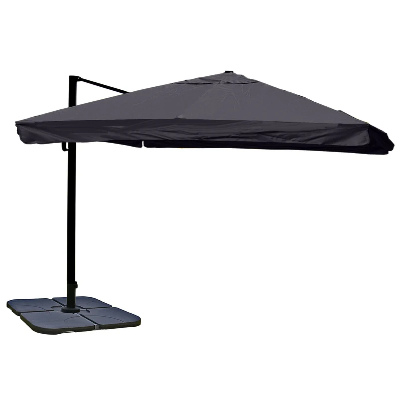 Parasol déporté 3x3 m diamètre 4,3 m inclinable orientable 360 avec pied manivelle aluminium polyester anthracite 04_0007973