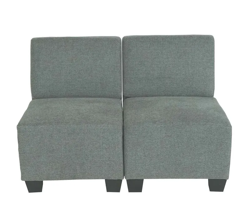Canapé 2 places modulable style lounge sans accoudoirs assise confortable système clips extensible tissu gris 04_0010598