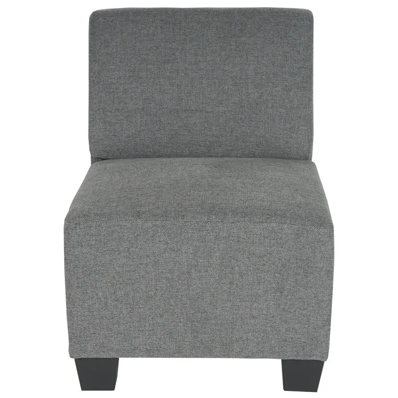 Canapé 2 places modulable style lounge sans accoudoirs assise confortable système clips extensible tissu gris 04_0010598