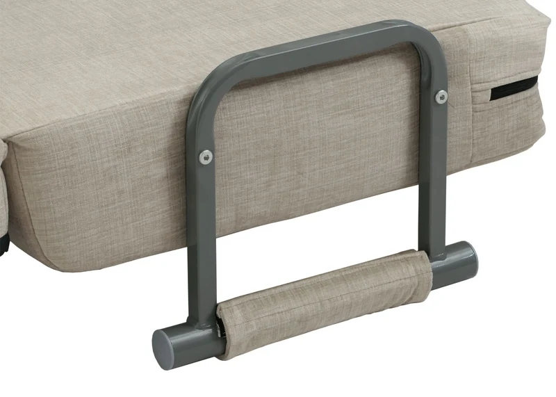 Fauteuil convertible 2 places avec fonction lit surface 190x100 assise épaisse accoudoirs rabattables tissu chenille crème structure métal 04_0010004