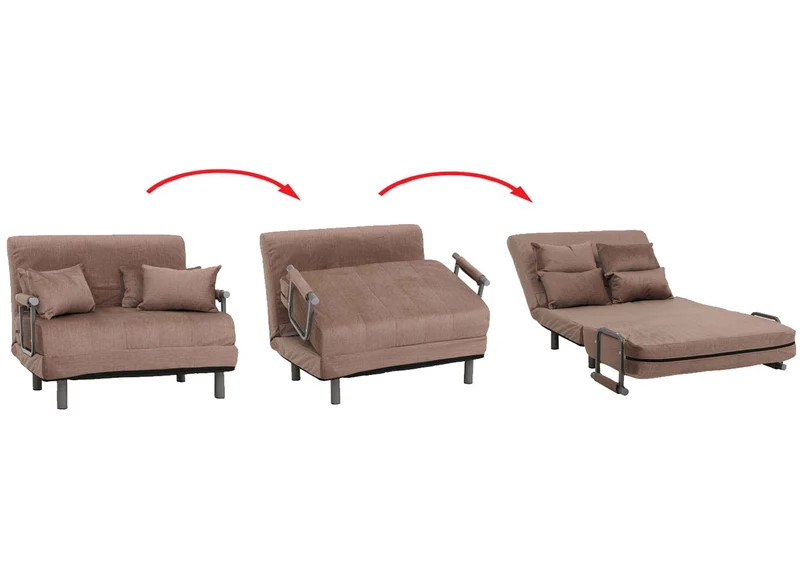 Fauteuil convertible moderne accueillant 80 x 105 x 82 cm avec fonction couchage en tissu chenille marron 04_0010005
