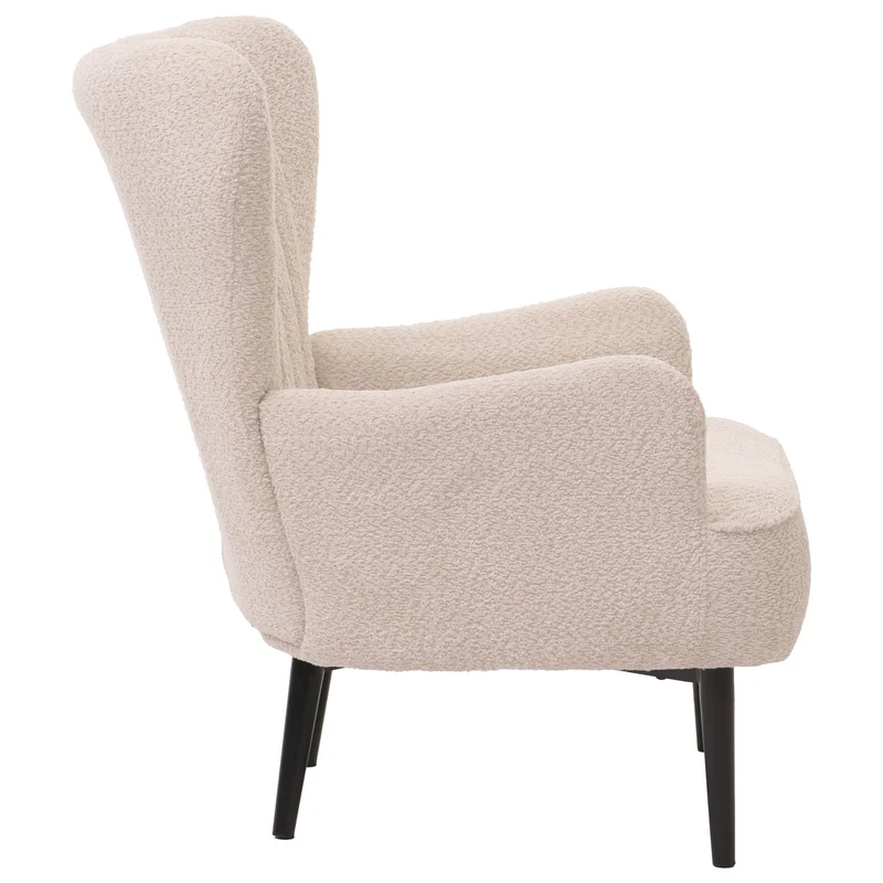 Fauteuil lounge confortable moderne avec coussin épais 80 x 75 x 78 cm en chenille crème 04_0010001
