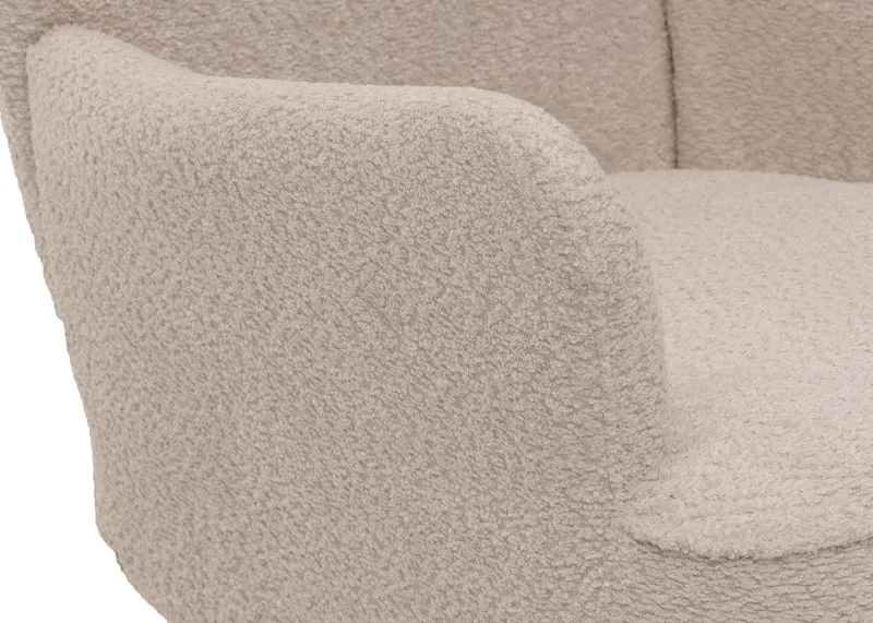 Fauteuil lounge confortable moderne avec coussin épais 80 x 75 x 78 cm en chenille crème 04_0010001