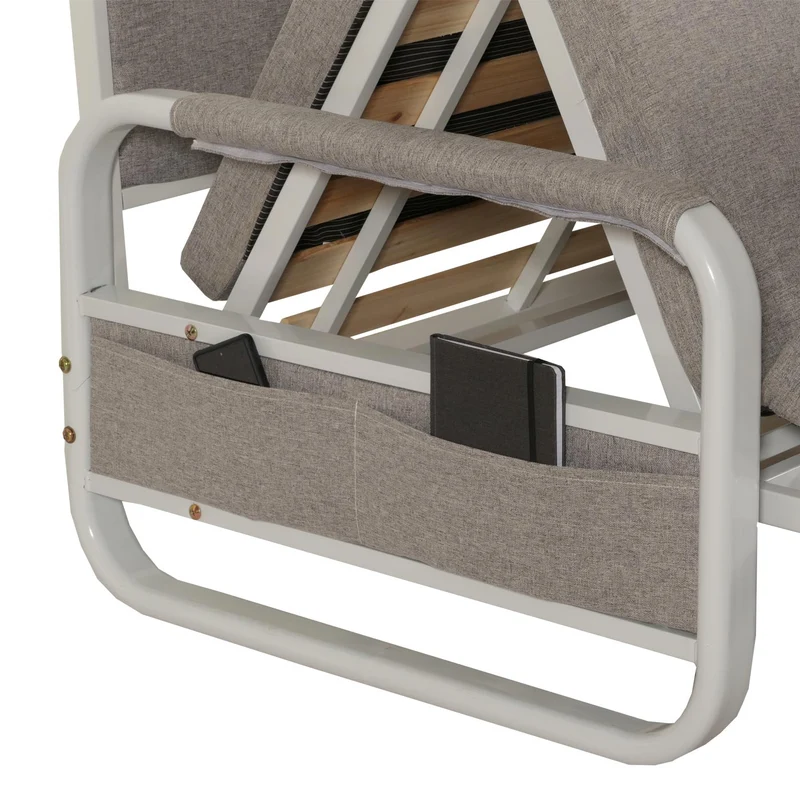Canapé convertible avec coffre de rangement fonction lit grande surface de couchage accoudoirs coussins confort tissu gris clair 04_0010109