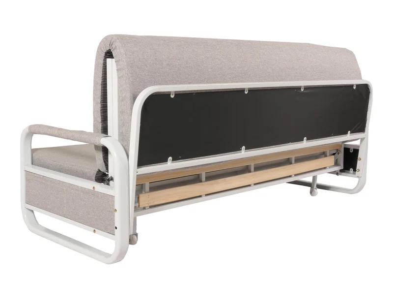 Canapé convertible avec coffre de rangement fonction lit grande surface de couchage accoudoirs coussins confort tissu gris clair 04_0010109