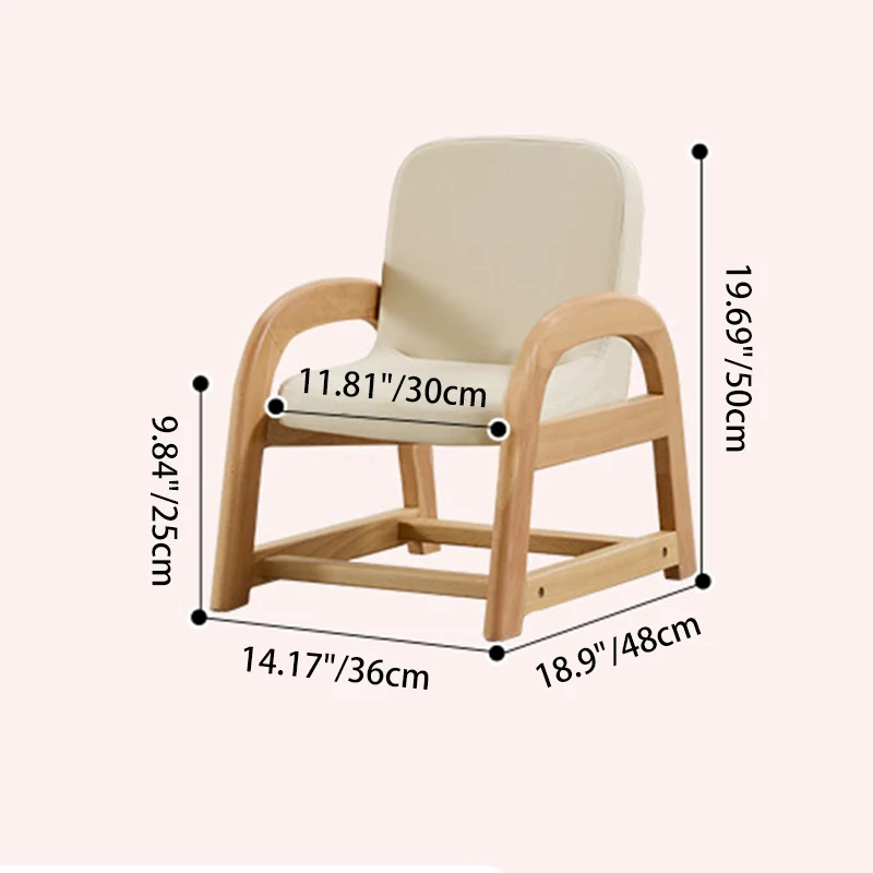 Contemporary Scandinavian Kids Beech Wood PU Leather Sponge Curved Accent Chair Height Adjustable Backrest Armrests For Living Room