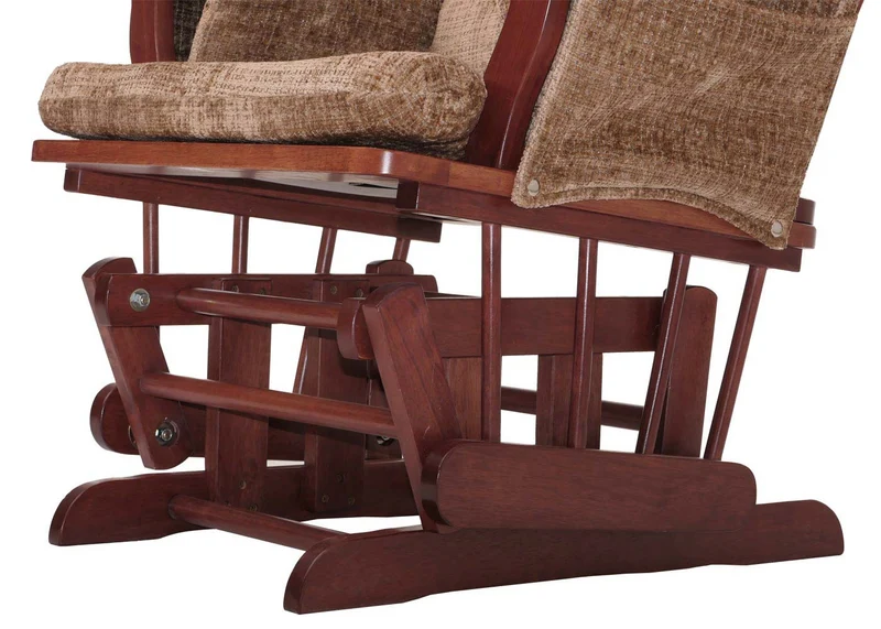 Fauteuil relax à bascule avec repose pieds confort épais poches latérales structure bois massif et tissu chenille marron clair 04_0009923