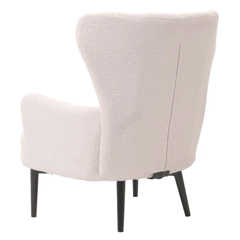 Fauteuil lounge design avec accoudoirs assise large confort épais style rétro tissu bouclé blanc structure métal 04_0009997