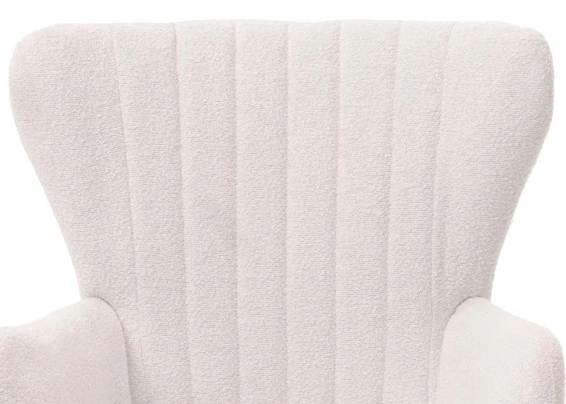 Fauteuil lounge design avec accoudoirs assise large confort épais style rétro tissu bouclé blanc structure métal 04_0009997