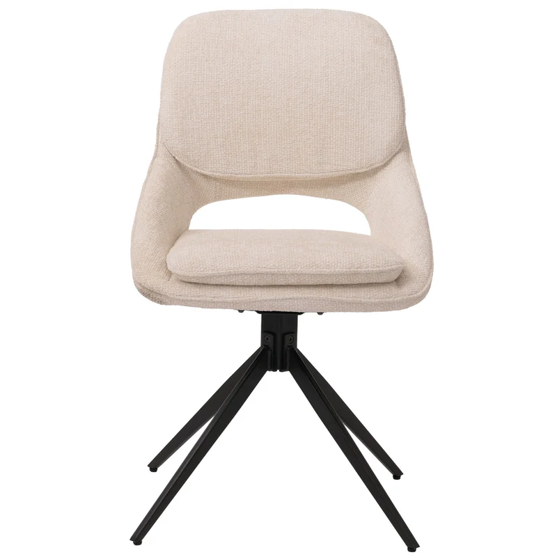 Lot de 2 chaises de salle à manger pivotantes retour automatique assise confortable design moderne tissu chenille beige crème structure métal 04_0009909