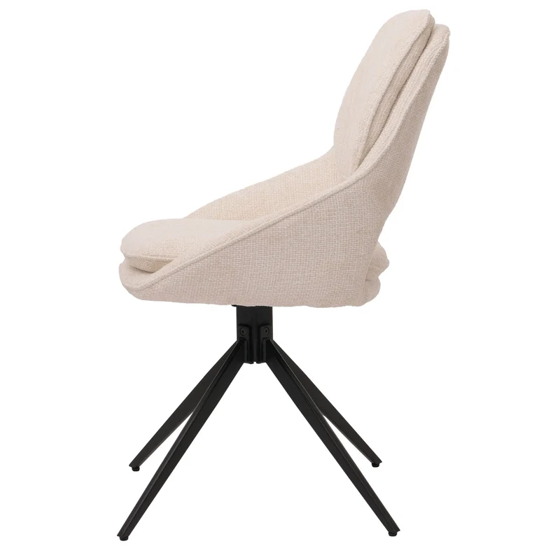 Lot de 2 chaises de salle à manger pivotantes retour automatique assise confortable design moderne tissu chenille beige crème structure métal 04_0009909