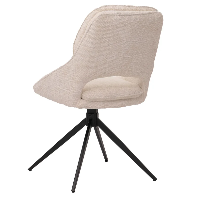 Lot de 2 chaises de salle à manger pivotantes retour automatique assise confortable design moderne tissu chenille beige crème structure métal 04_0009909