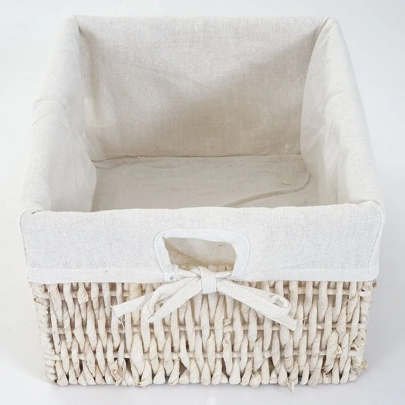 Étagère échelle avec 4 tiroirs panier 101x30cm style vintage en bois blanc 04_0002545