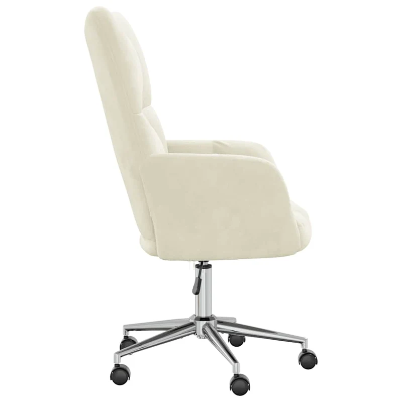 Fauteuil lounge chaise de canapé bureau sur roulettes design moderne en velours crème DEC026636