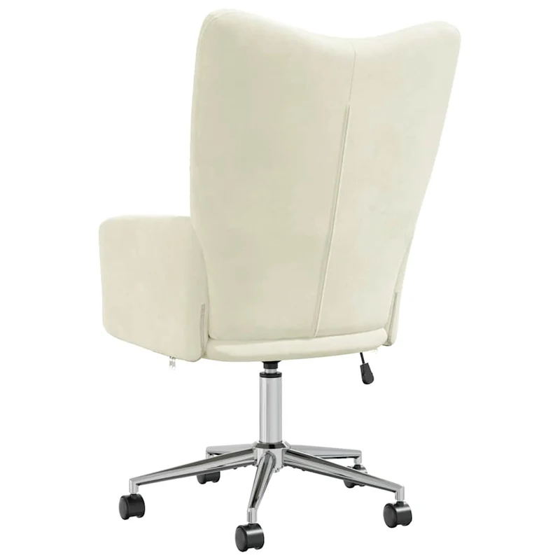 Fauteuil lounge chaise de canapé bureau sur roulettes design moderne en velours crème DEC026636