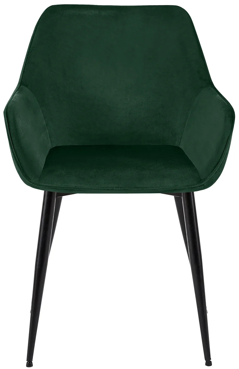 Lot de 2 chaises de salle à manger bureau salle d'attente en velours vert et métal noir 10_0007467