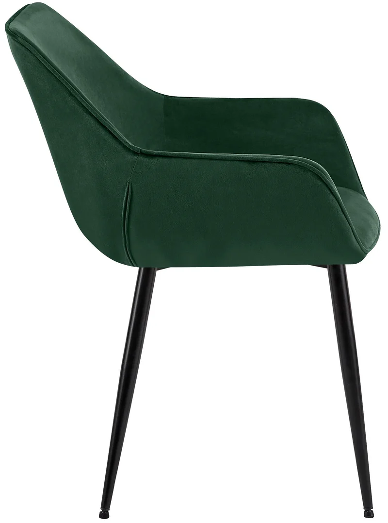 Lot de 2 chaises de salle à manger bureau salle d'attente en velours vert et métal noir 10_0007467