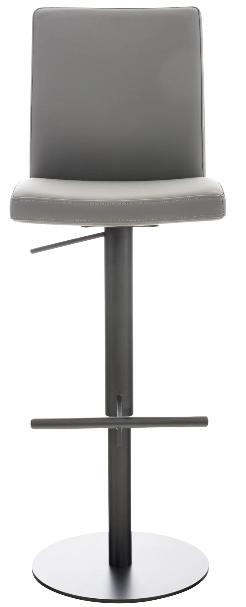 Tabouret de bar x1 réglable en hauteur et pivotant à 360° plateforme ronde en métal noir assise en PVC gris 10_0004569