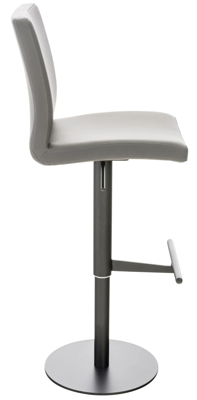 Tabouret de bar x1 réglable en hauteur et pivotant à 360° plateforme ronde en métal noir assise en PVC gris 10_0004569