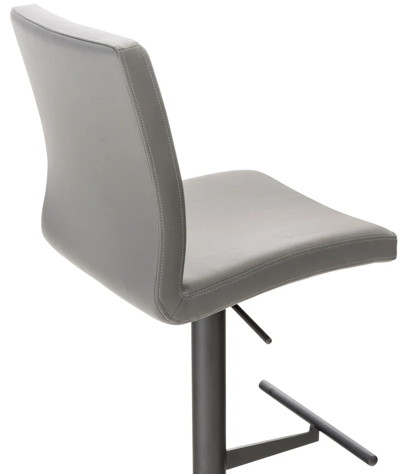Tabouret de bar x1 réglable en hauteur et pivotant à 360° plateforme ronde en métal noir assise en PVC gris 10_0004569
