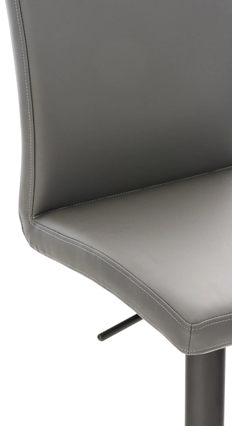 Tabouret de bar x1 réglable en hauteur et pivotant à 360° plateforme ronde en métal noir assise en PVC gris 10_0004569