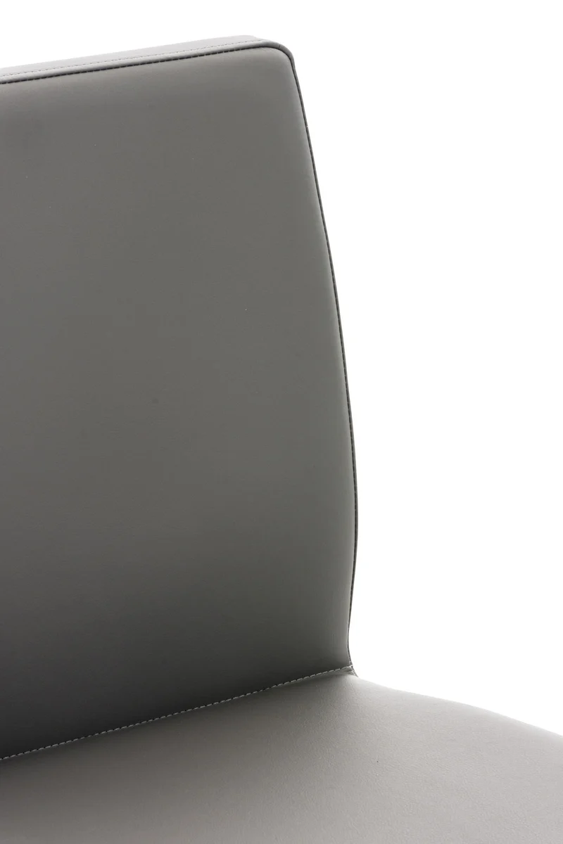 Tabouret de bar x1 réglable en hauteur et pivotant à 360° plateforme ronde en métal noir assise en PVC gris 10_0004569