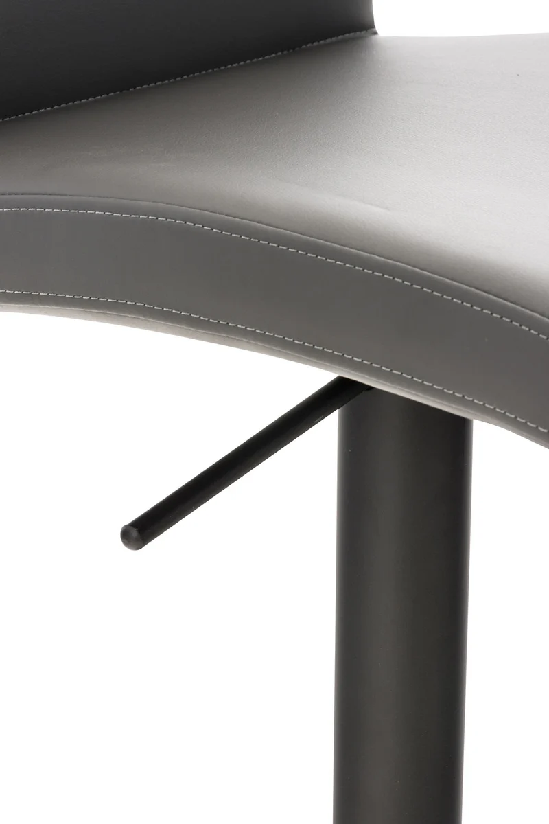 Tabouret de bar x1 réglable en hauteur et pivotant à 360° plateforme ronde en métal noir assise en PVC gris 10_0004569