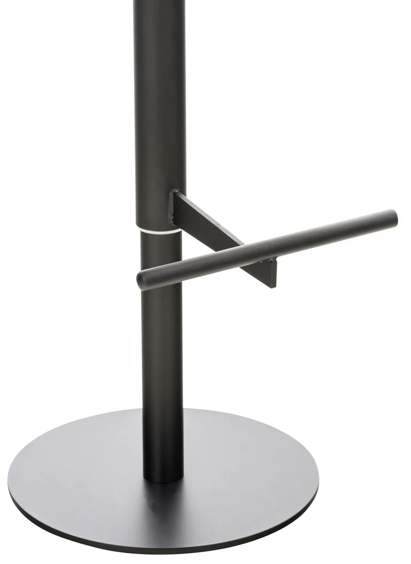 Tabouret de bar x1 réglable en hauteur et pivotant à 360° plateforme ronde en métal noir assise en PVC gris 10_0004569