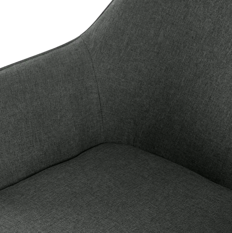 Lot de 2 chaises de salle à manger bureau salle d'attente en tissu gris foncé et métal noir 10_0007382