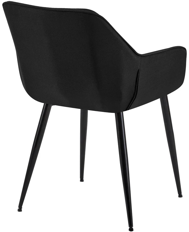Chaise de salle à manger bureau salle d'attente x1 en tissu noir et métal noir 10_0007179