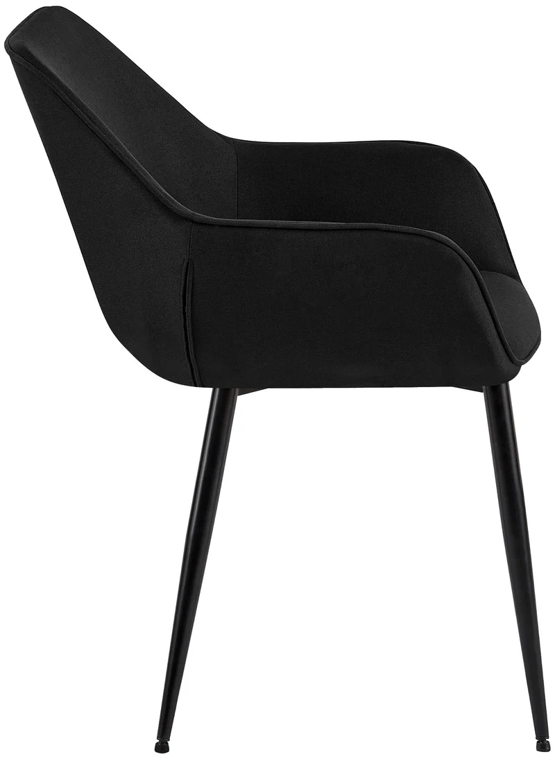 Chaise de salle à manger bureau salle d'attente x1 en tissu noir et métal noir 10_0007179