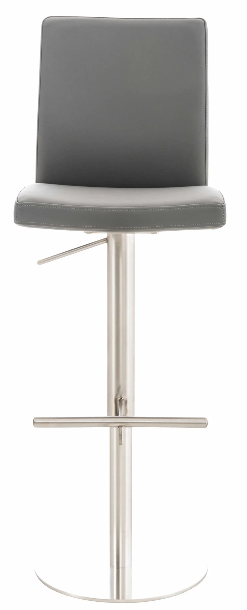 Tabouret de bar x1 réglable en hauteur et pivotant à 360° plateforme ronde en métal noir assise en PVC gris 10_0004564