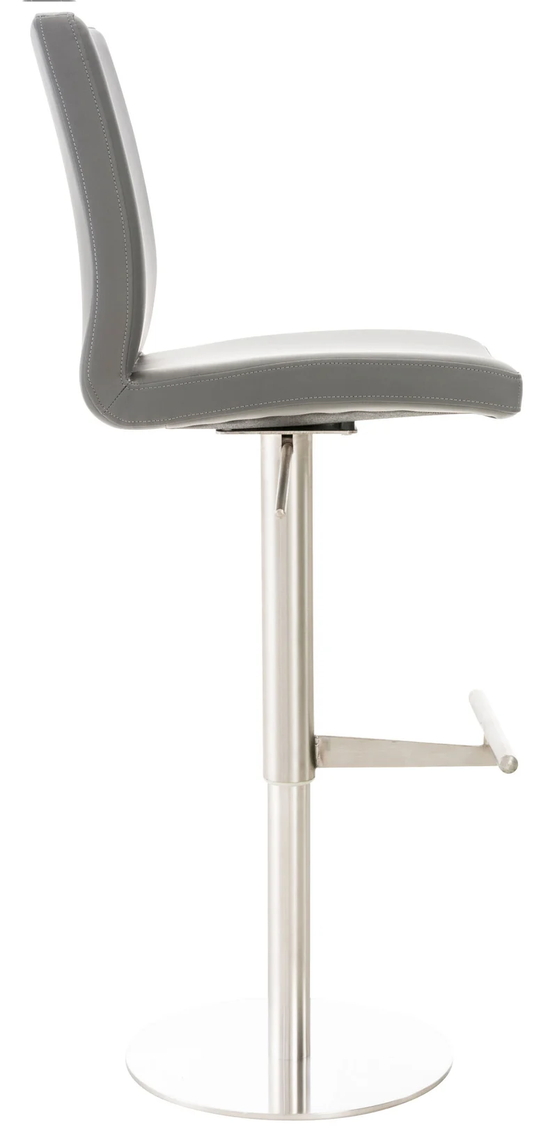 Tabouret de bar x1 réglable en hauteur et pivotant à 360° plateforme ronde en métal noir assise en PVC gris 10_0004564